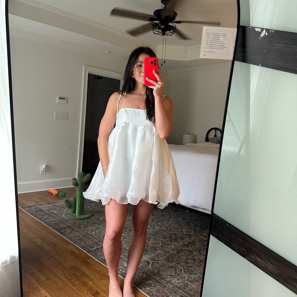 PrettyLittleThing White Ruffled Dress